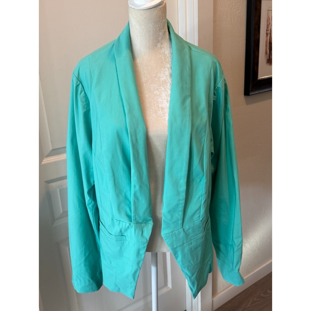 Torrid Aqua  Open Blazer Size 3X Pockets Lined Cottage Core